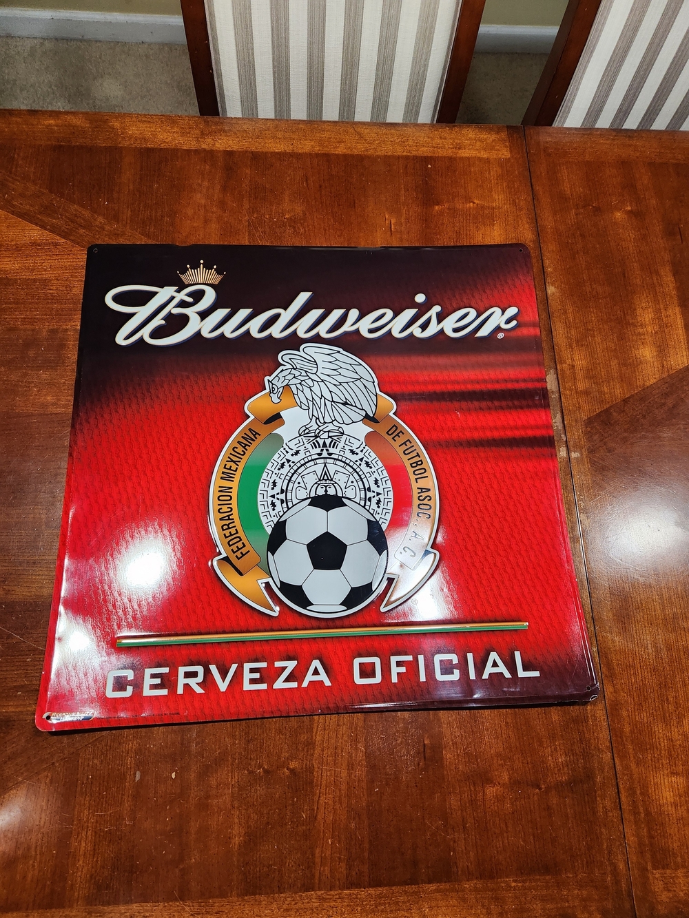 2005 Budweiser 24×24 Metal Soccer Sign.